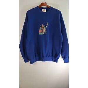 Vtg PEANUT BUTTER and JELLY Christmas Sweatshirt Sz Large Three Wise Men Holiday